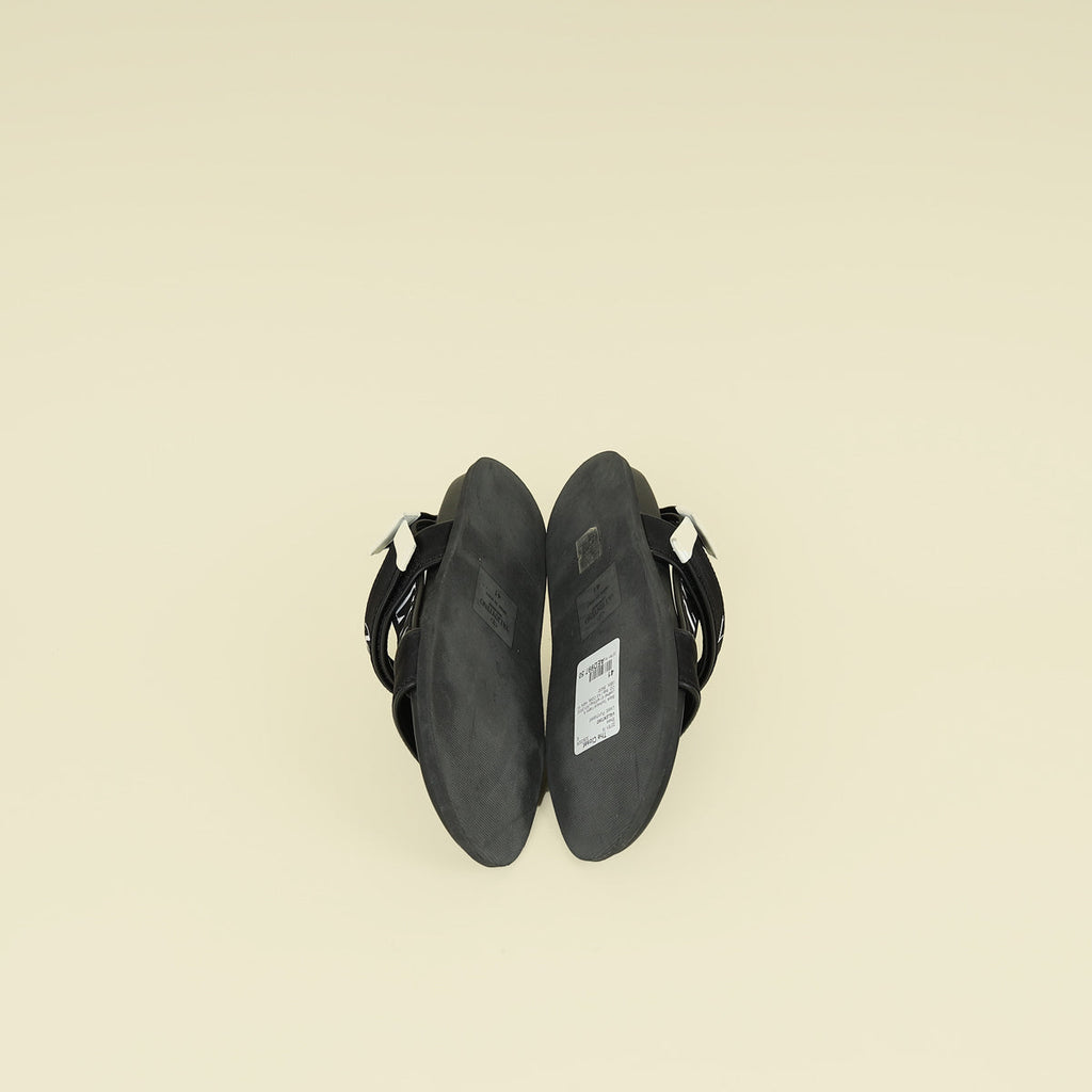 Valentino Black VLTN Logo Band Velcro Flat Sandals 41