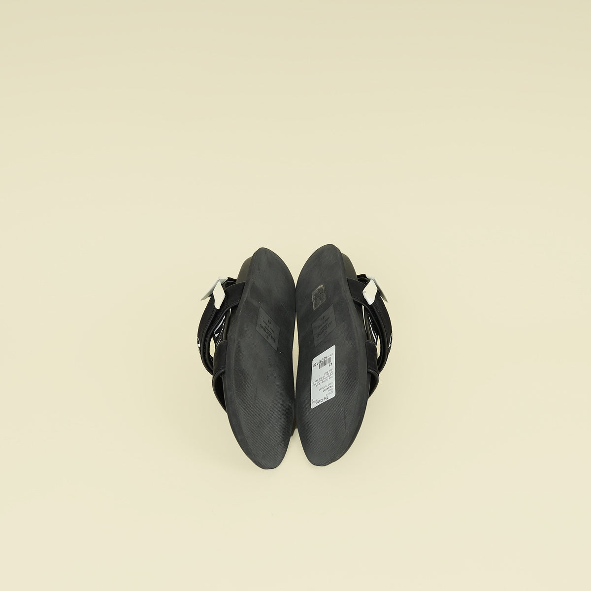 Valentino Black VLTN Logo Band Velcro Flat Sandals 41