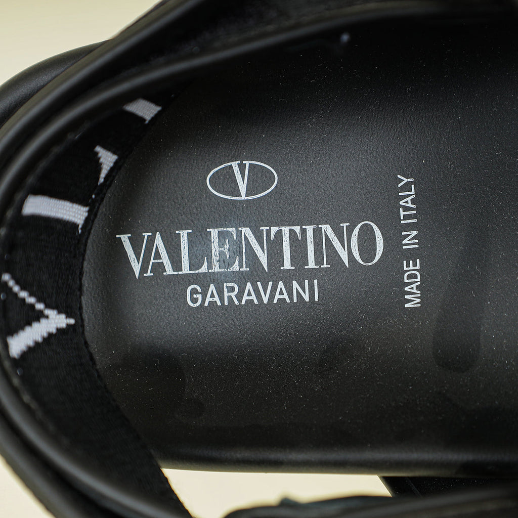 Valentino Black VLTN Logo Band Velcro Flat Sandals 41
