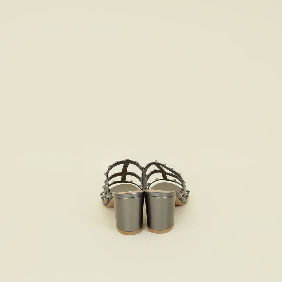 Valentino Metallic Grey Rockstud 60 Slide Sandals 41