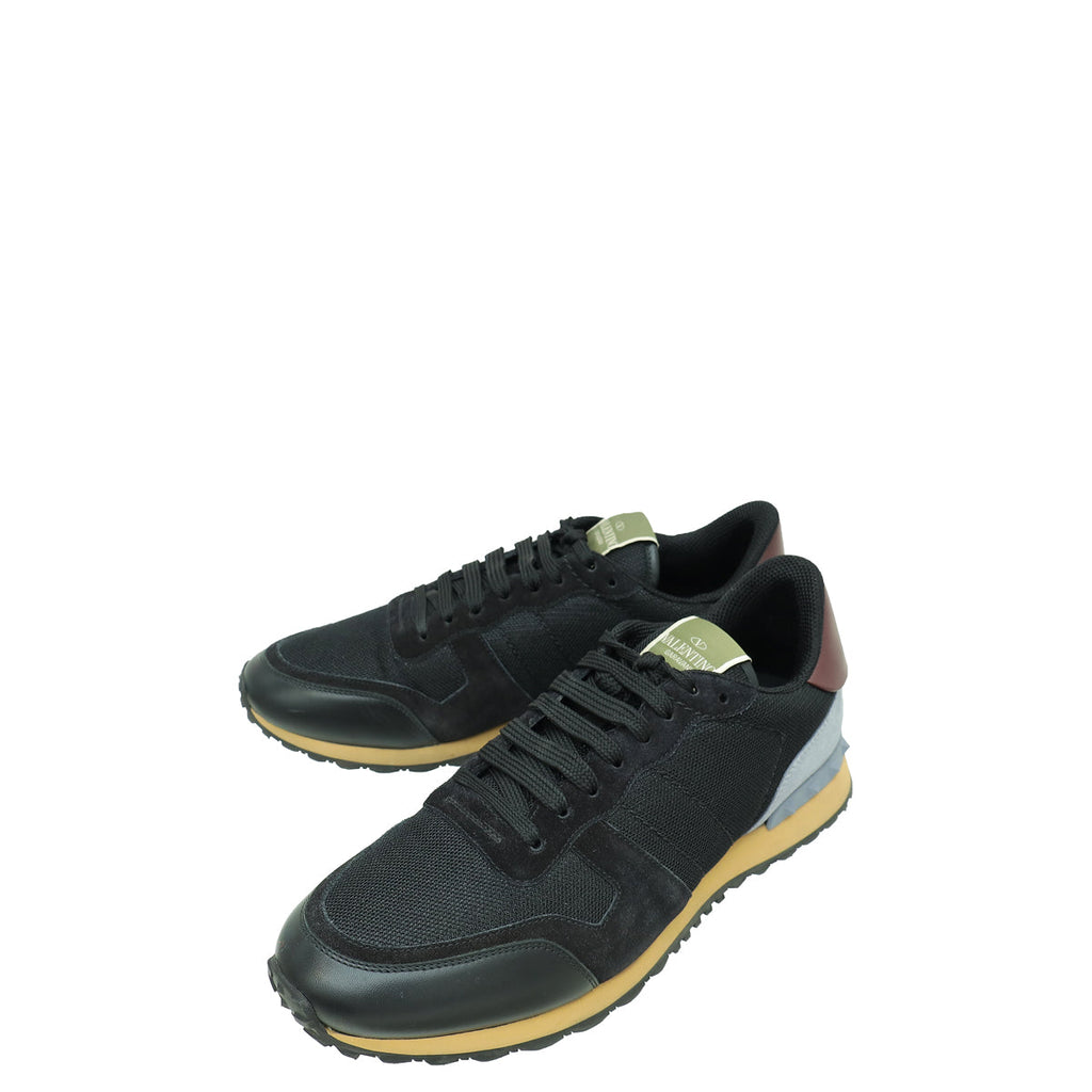 Valentino Black Mesh Suede Rockstud Sneaker 43
