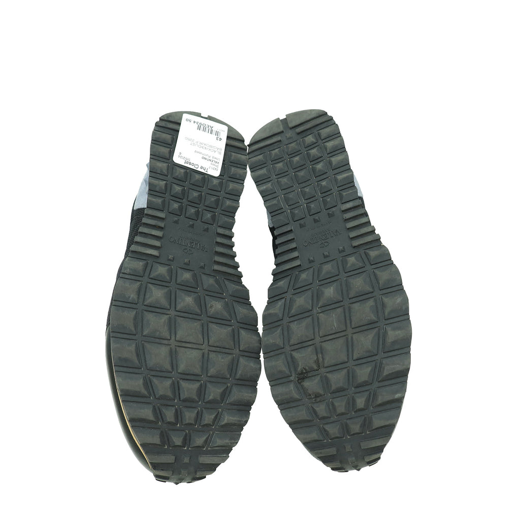 Valentino Black Mesh Suede Rockstud Sneaker 43