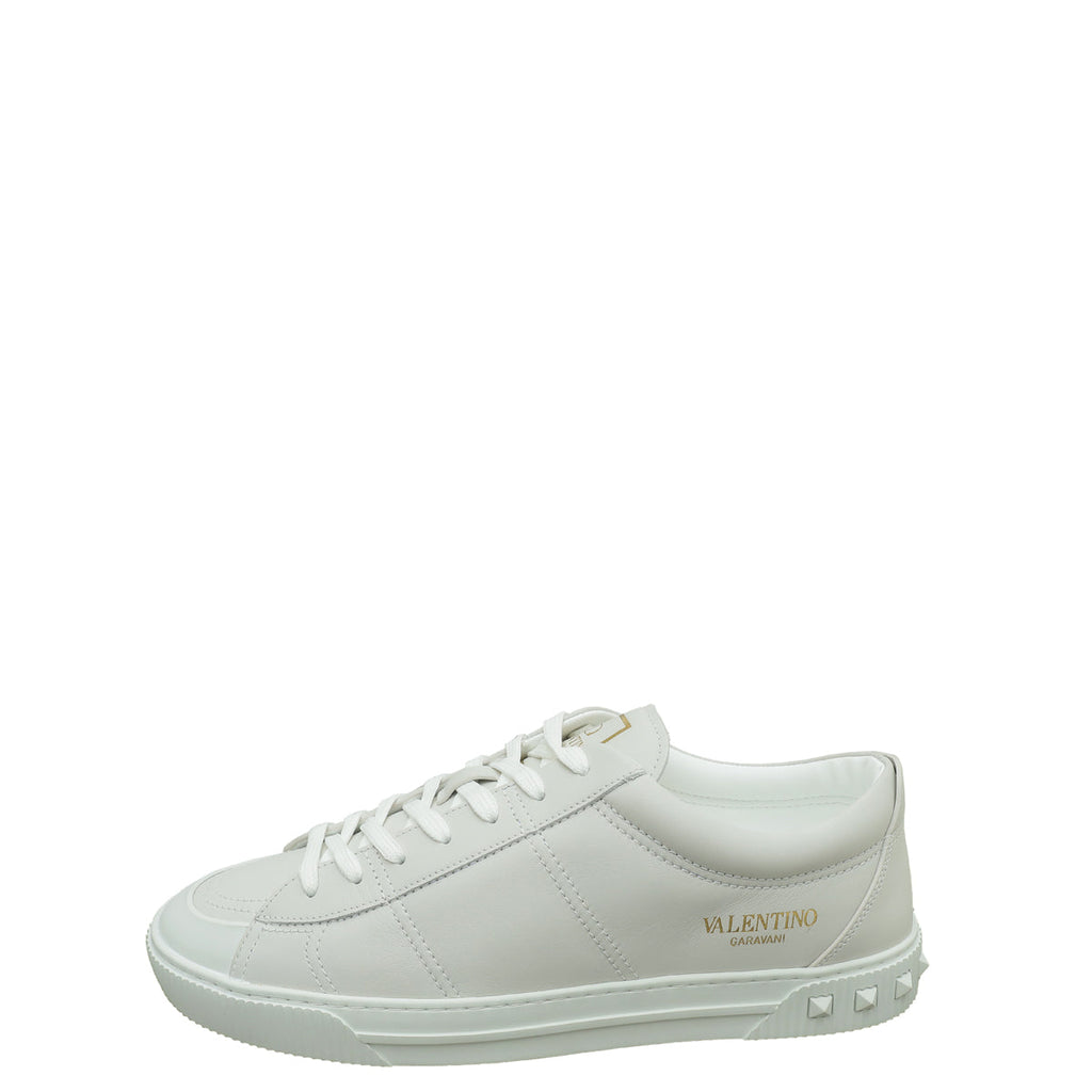 Valentino White Rockstud City Planet Sneaker 44