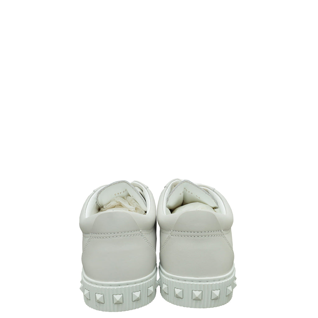 Valentino White Rockstud City Planet Sneaker 44