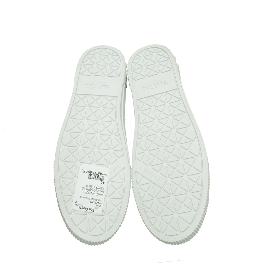 Valentino White Rockstud City Planet Sneaker 44