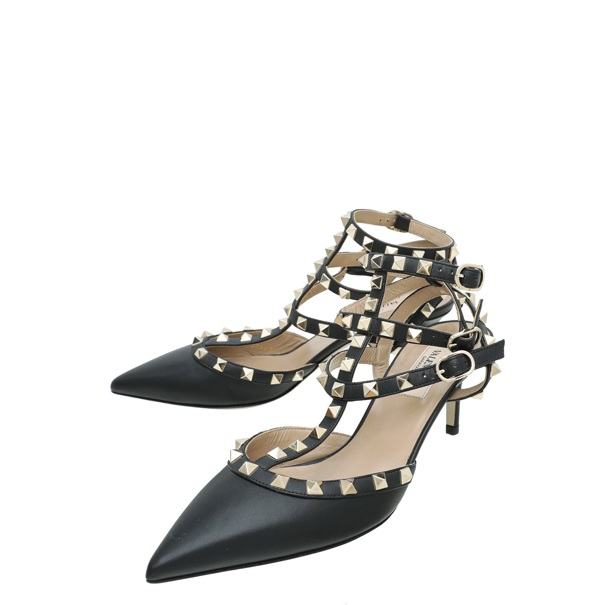Valentino Black Rockstud Caged 85mm Pump 37.5