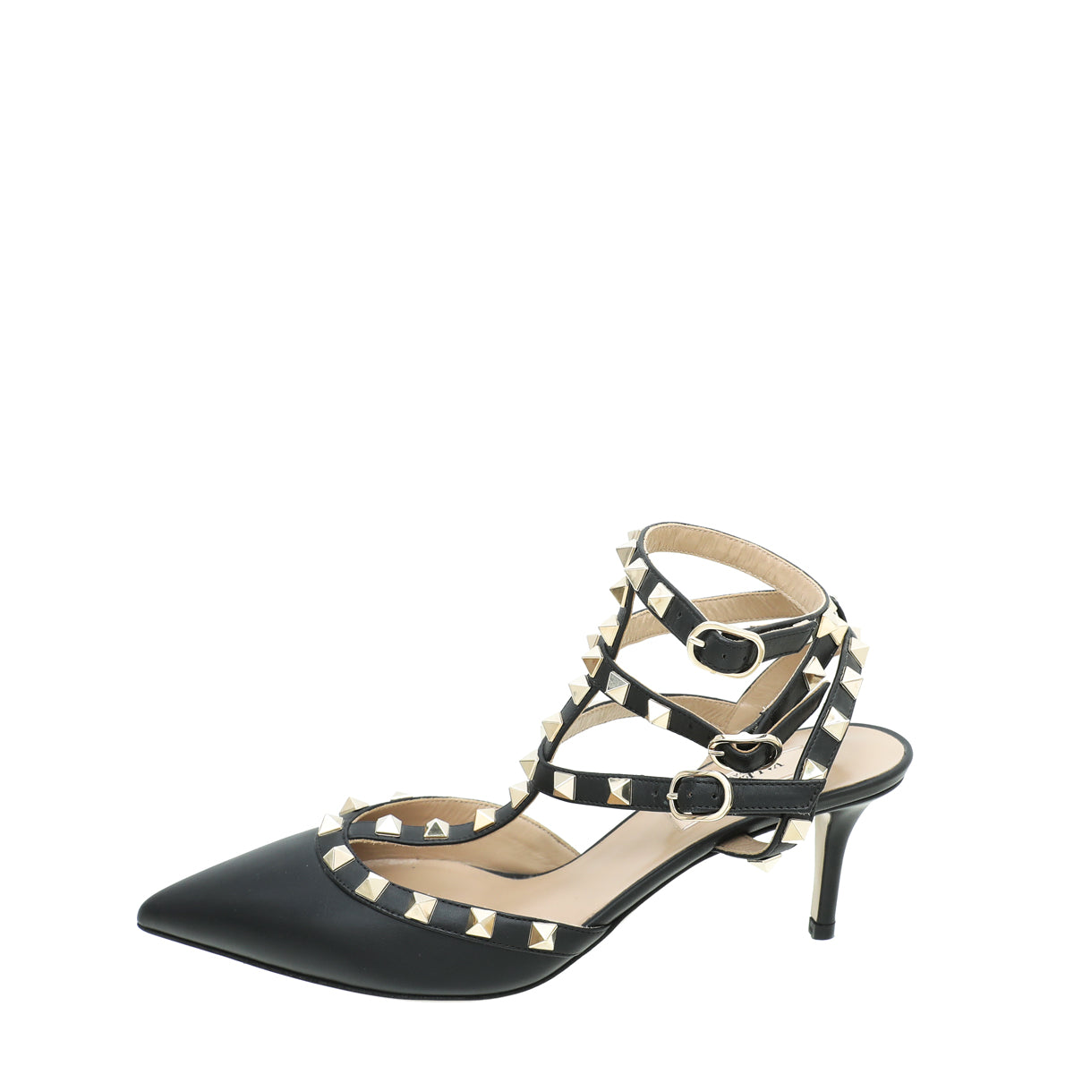 Valentino Black Rockstud Caged 85mm Pump 37.5