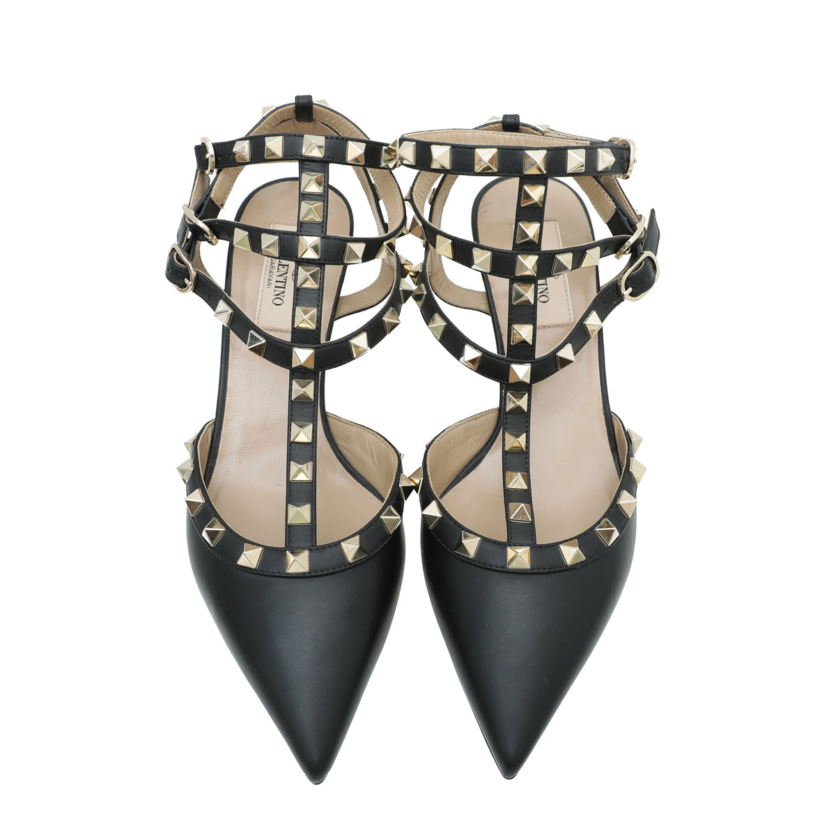 Valentino Black Rockstud Caged 85mm Pump 37.5