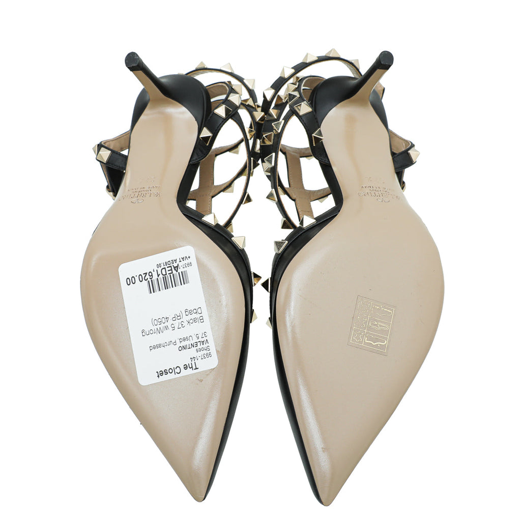 Valentino Black Rockstud Caged 85mm Pump 37.5