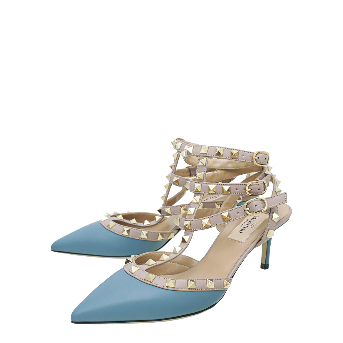 Valentino Blue Rockstud Caged 85mm Pump 37.5