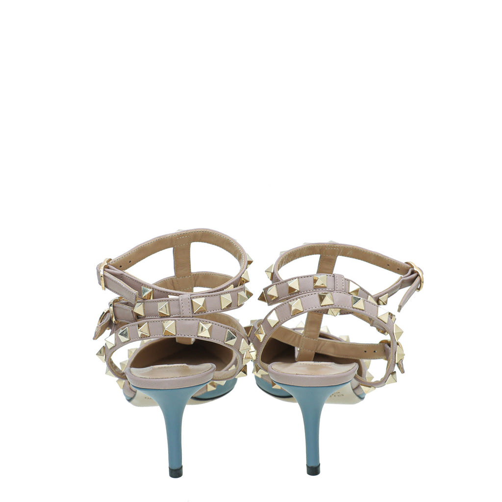 Valentino Blue Rockstud Caged 85mm Pump 37.5