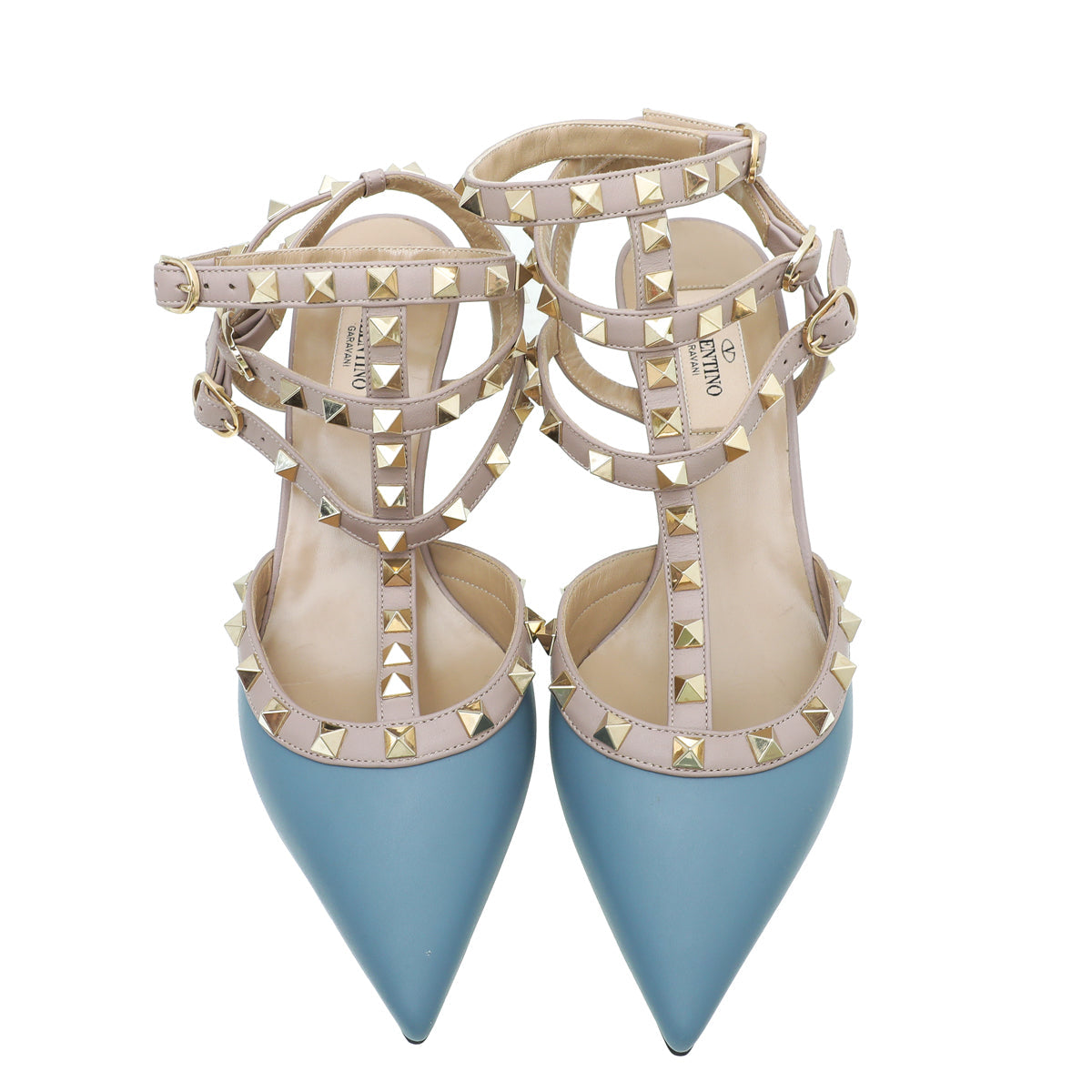 Valentino Blue Rockstud Caged 85mm Pump 37.5
