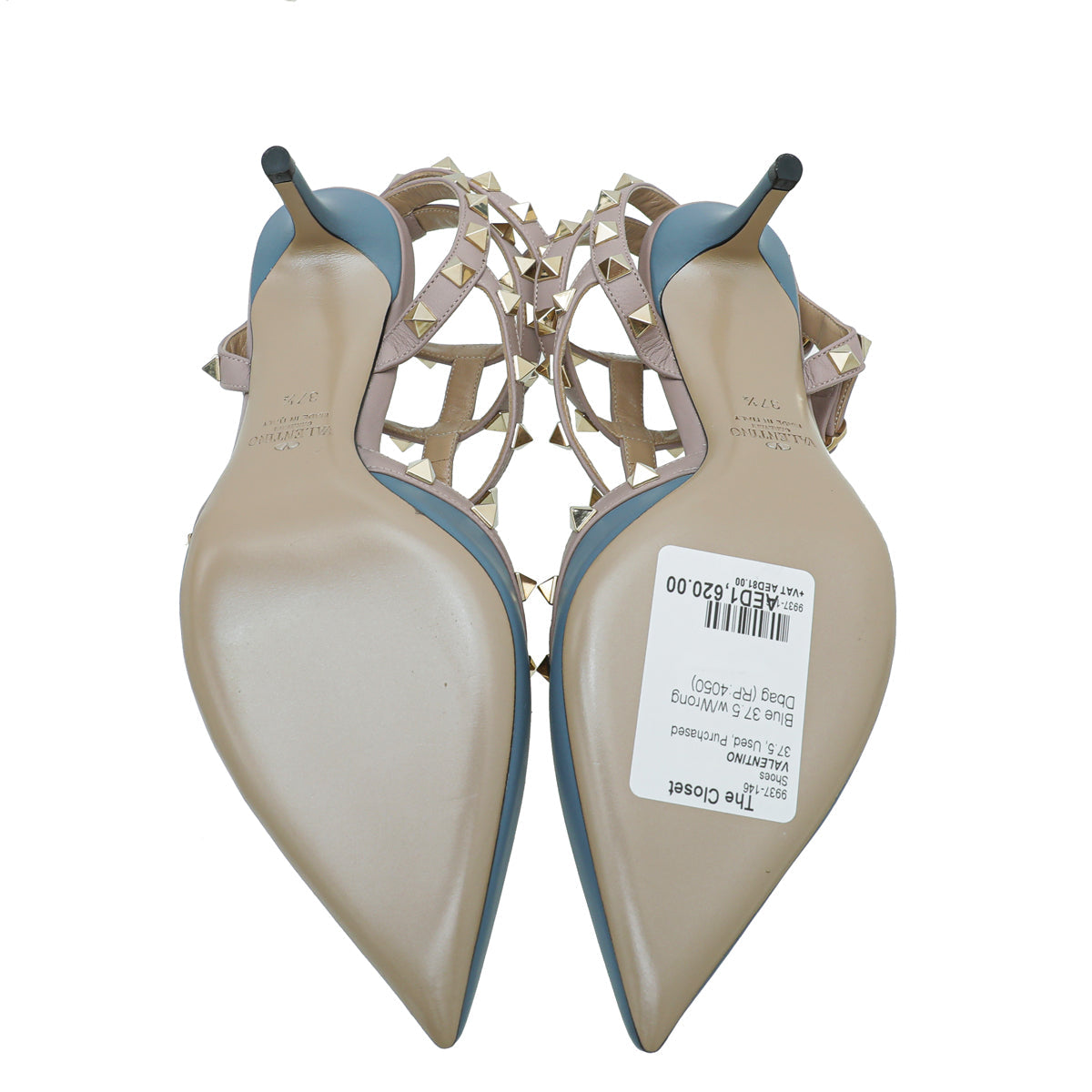 Valentino Blue Rockstud Caged 85mm Pump 37.5