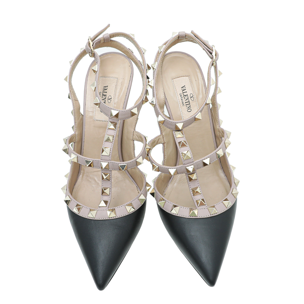 Valentino Bicolor Rockstud Caged Ankle Strap Pump 37.5