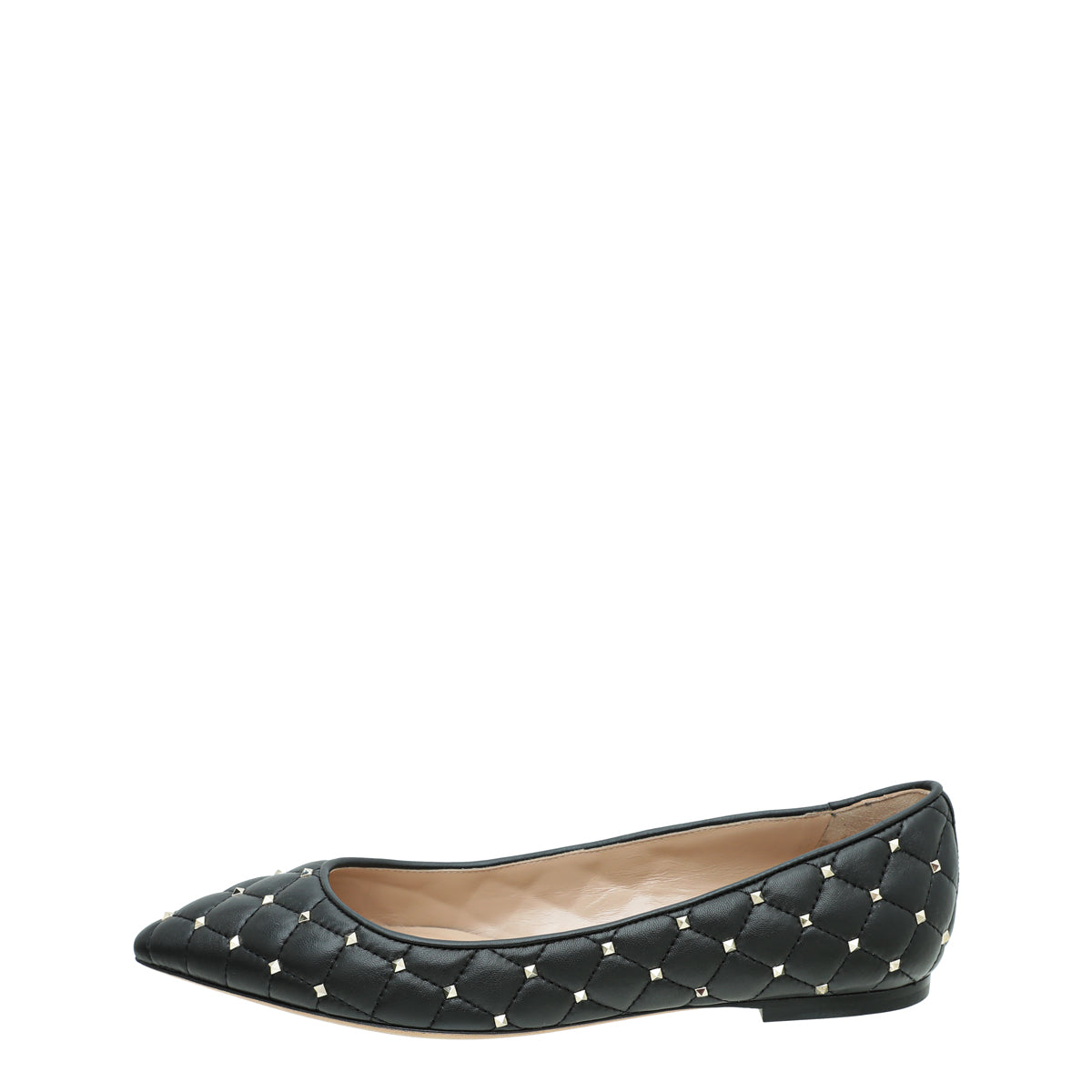 Valentino Black Rockstud Spike Flat Ballerina 38.5