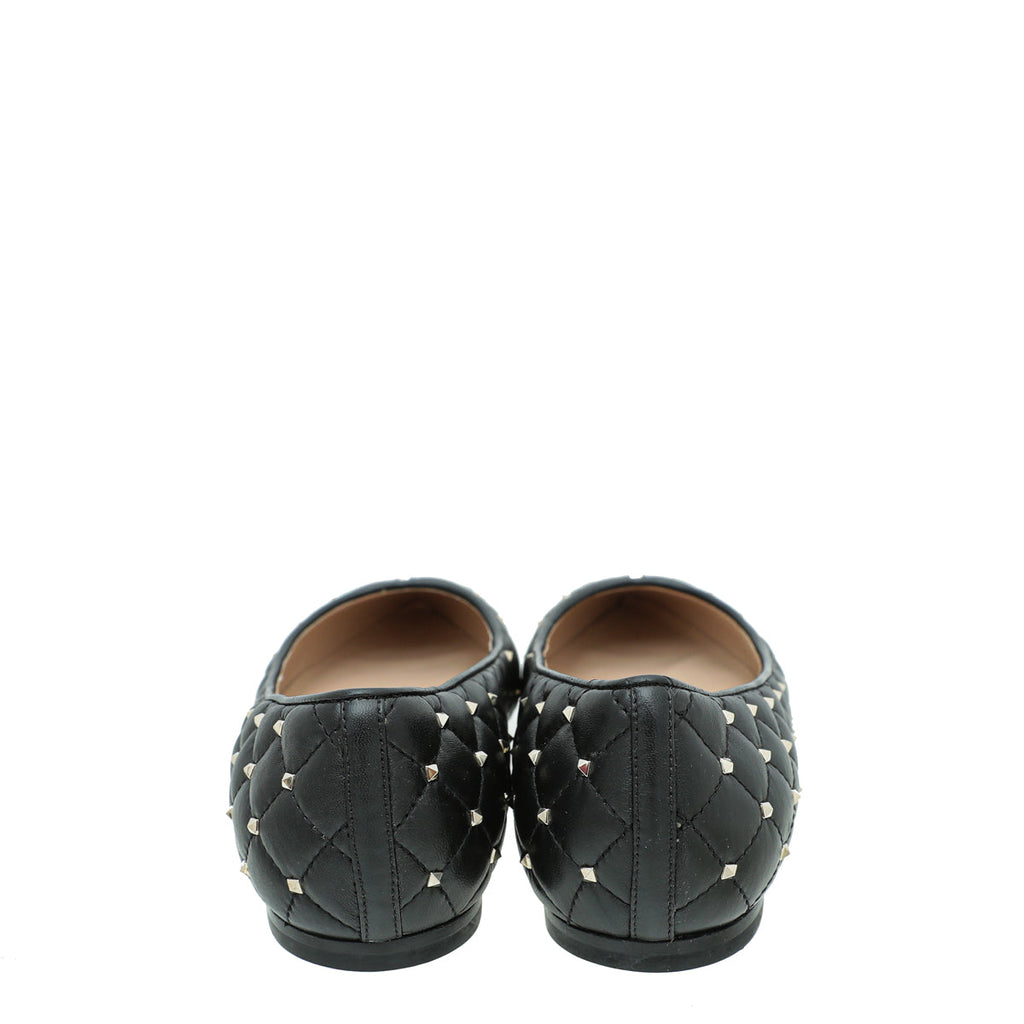 Valentino Black Rockstud Spike Flat Ballerina 38.5