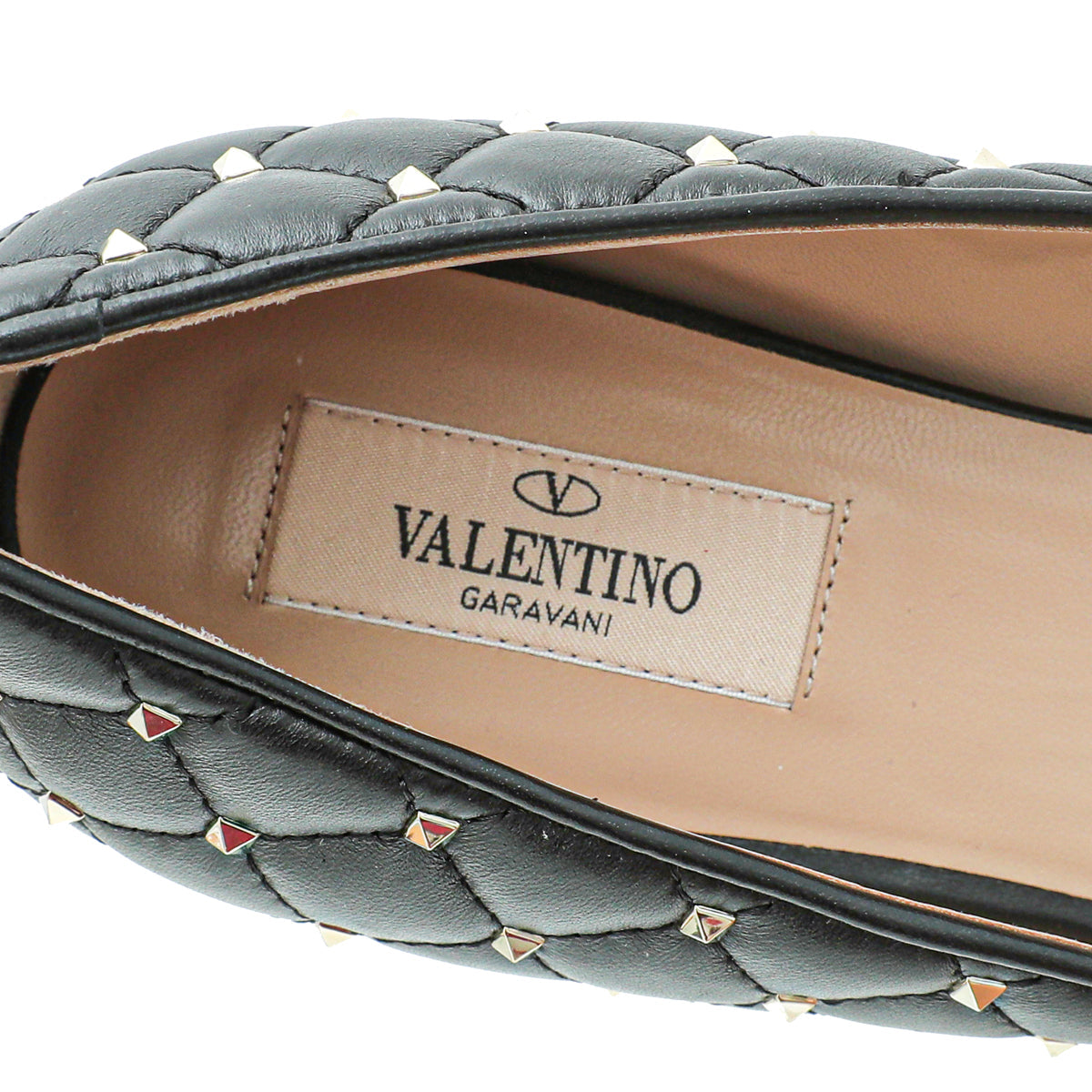 Valentino Black Rockstud Spike Flat Ballerina 38.5