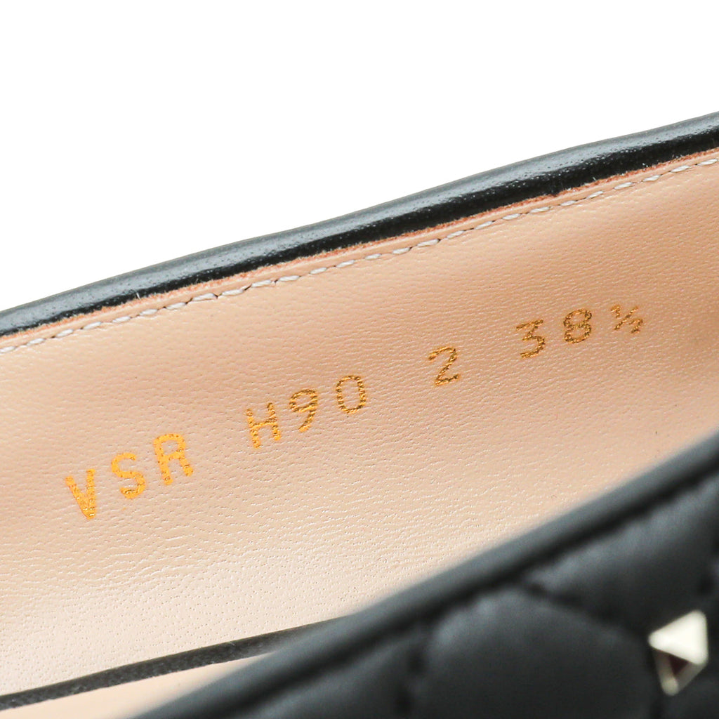 Valentino Black Rockstud Spike Flat Ballerina 38.5