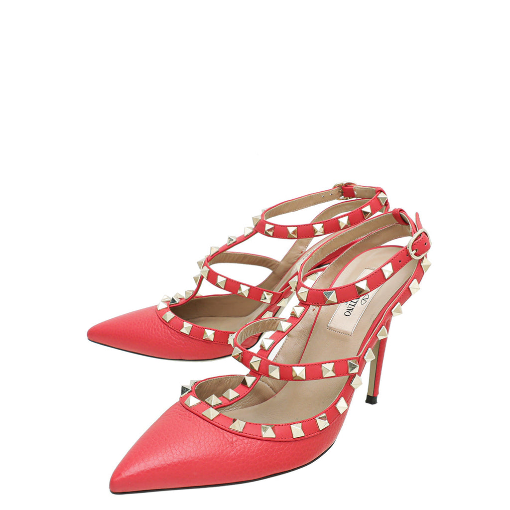 Valentino Red Rockstud Caged Ankle Strap Pump 38