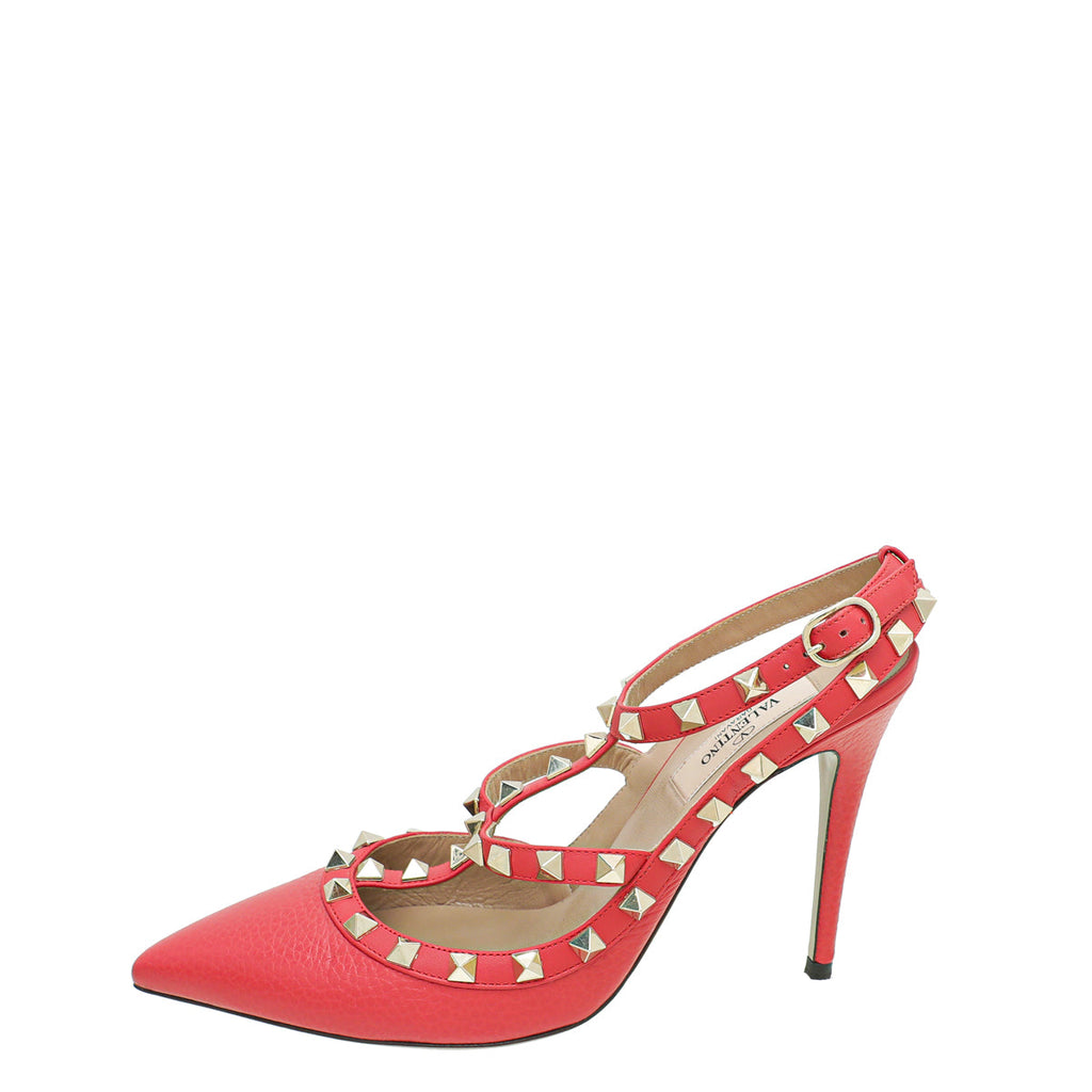 Valentino Red Rockstud Caged Ankle Strap Pump 38