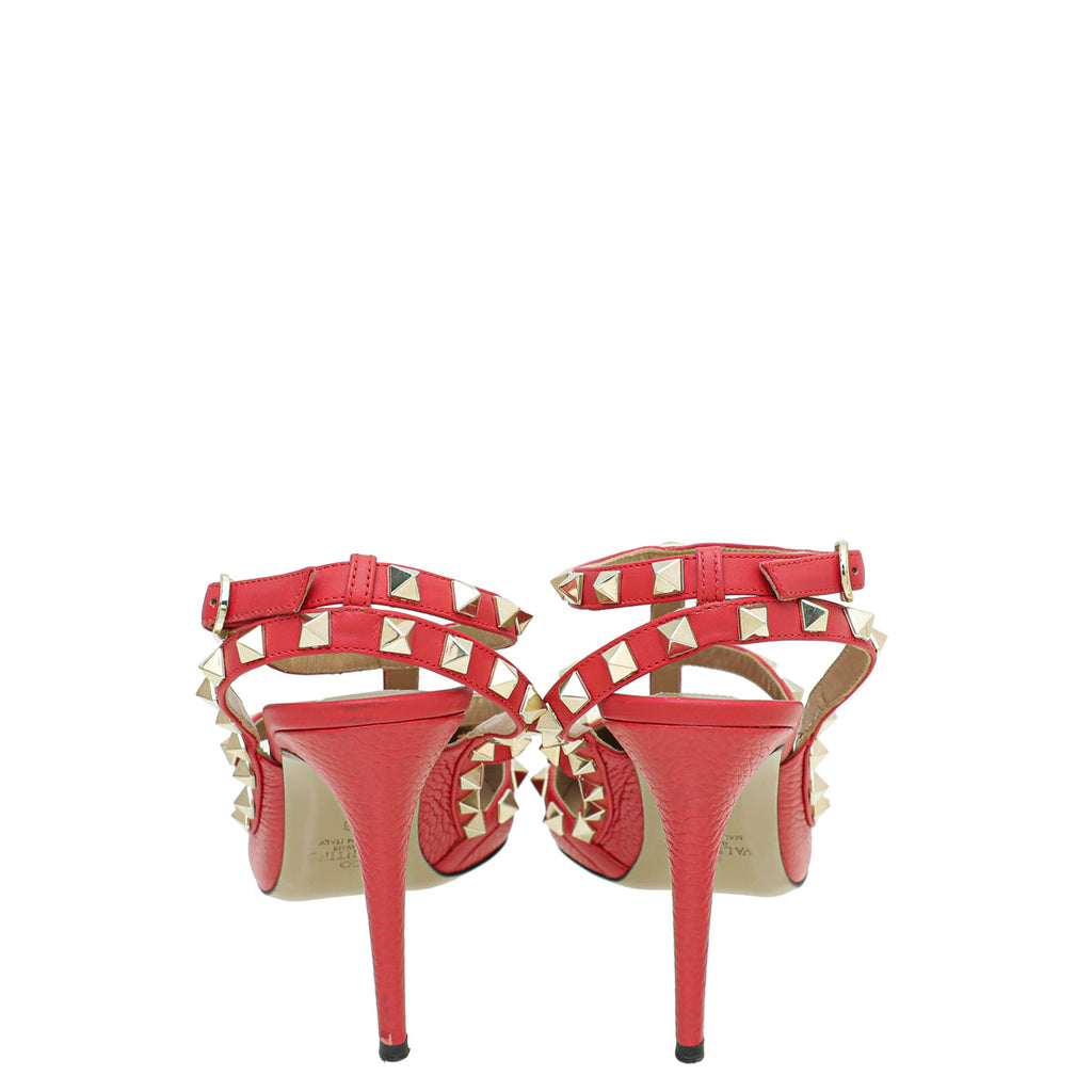 Valentino Red Rockstud Caged Ankle Strap Pump 38