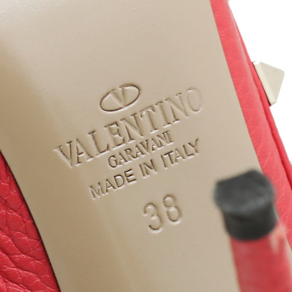 Valentino Red Rockstud Caged Ankle Strap Pump 38