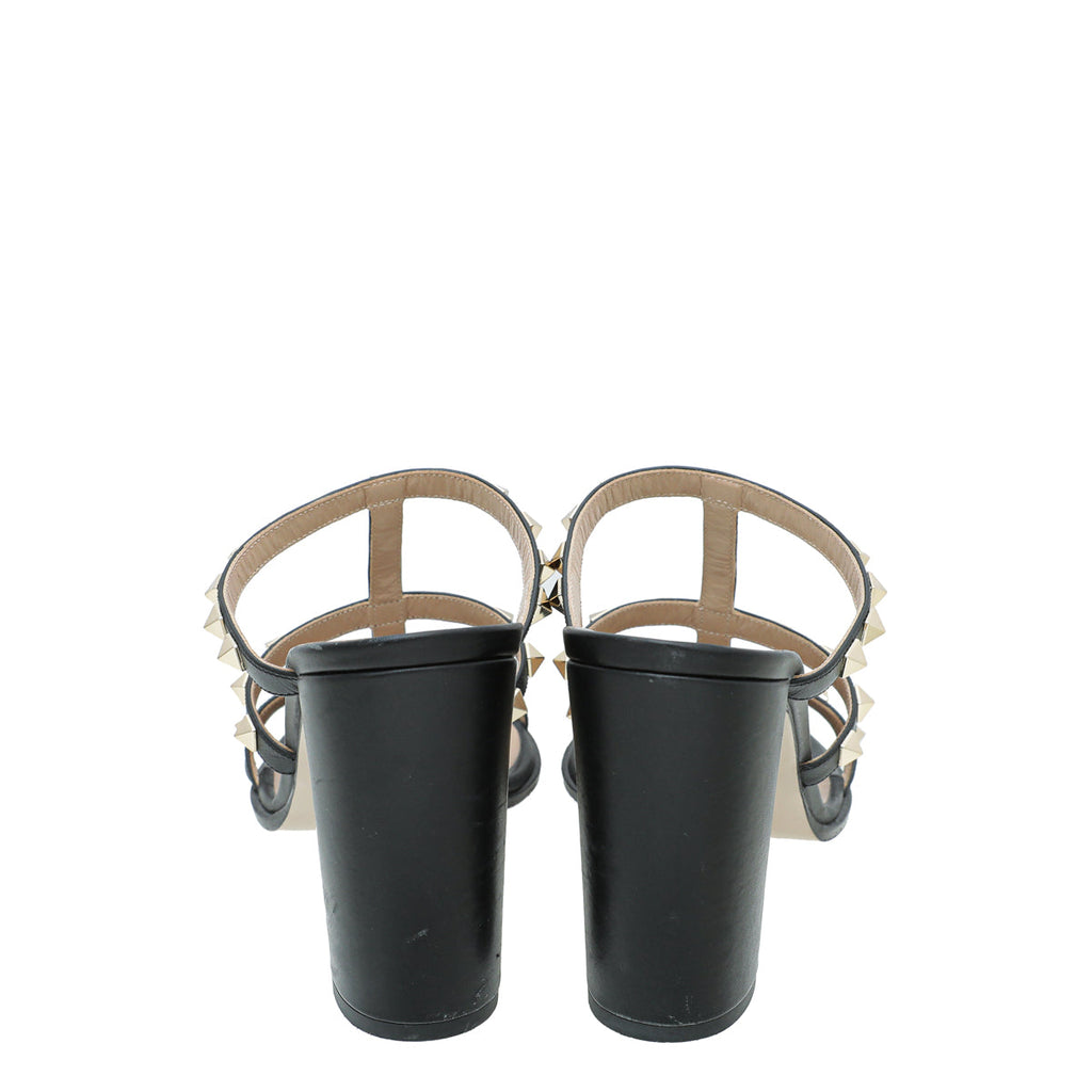 Valentino Black Rockstud Block Heeled Mules 39