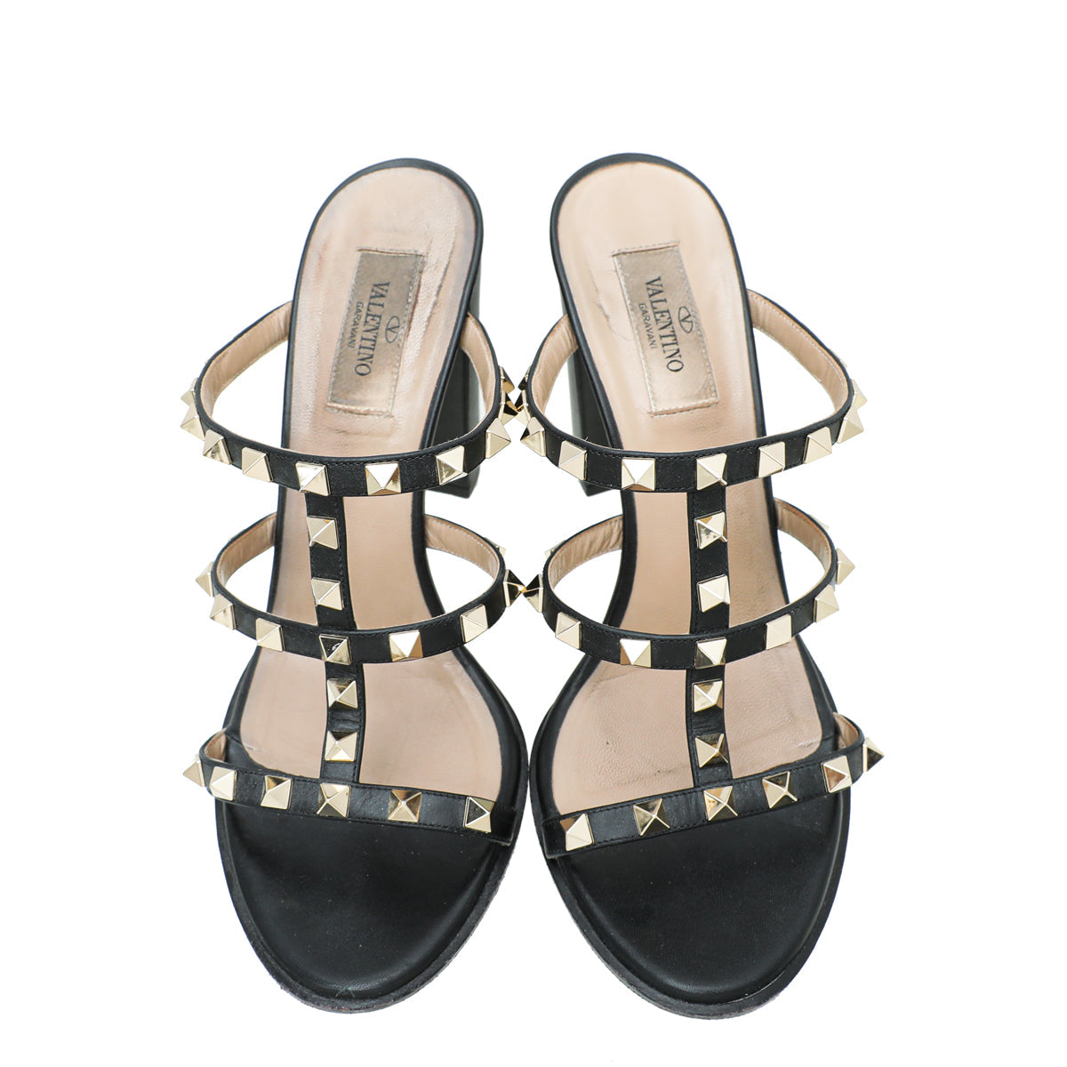 Valentino Black Rockstud Block Heeled Mules 39