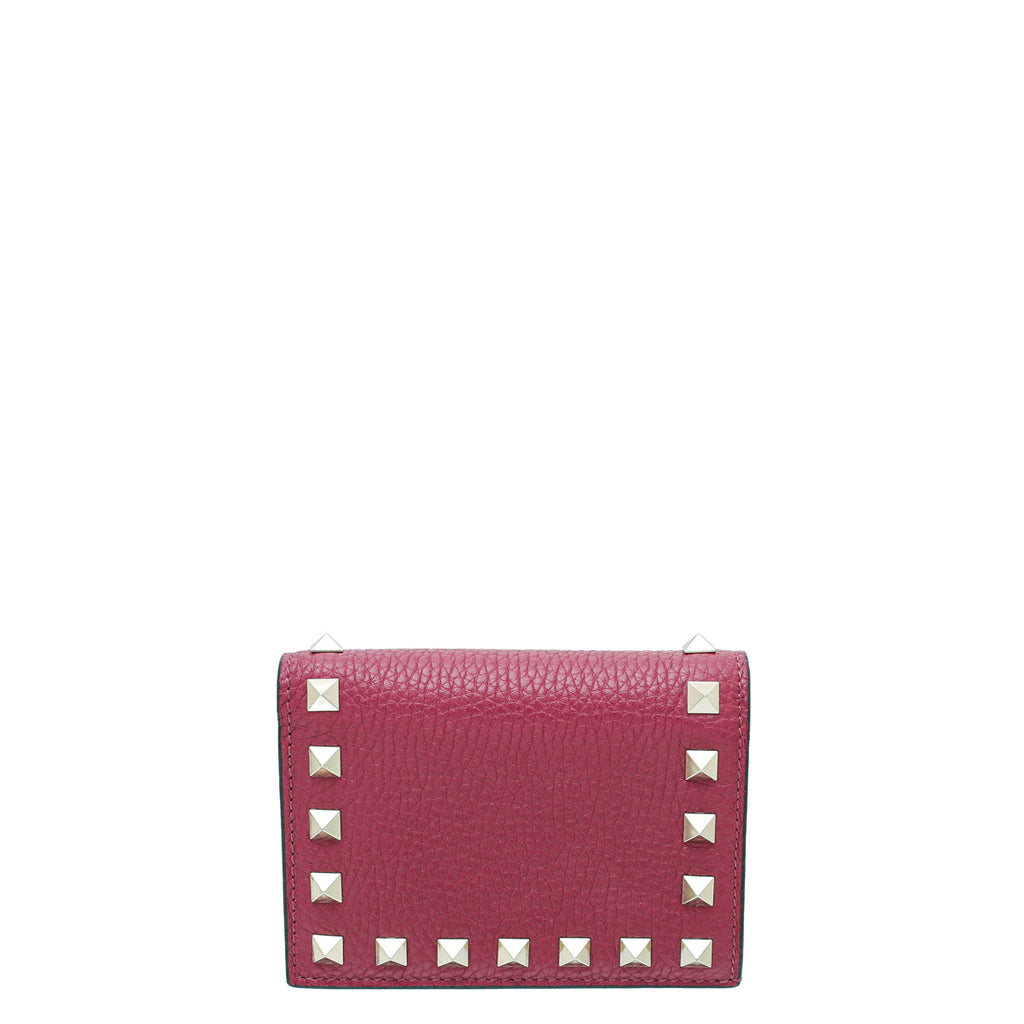 Valentino Fuchsia Rockstud Small French Wallet