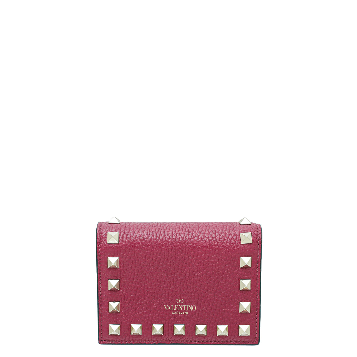 Valentino Fuchsia Rockstud Small French Wallet