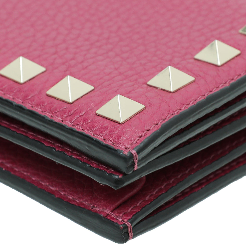 Valentino Fuchsia Rockstud Small French Wallet