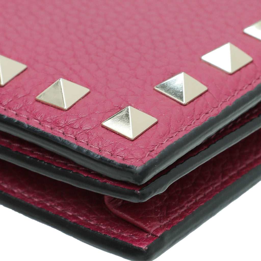 Valentino Fuchsia Rockstud Small French Wallet