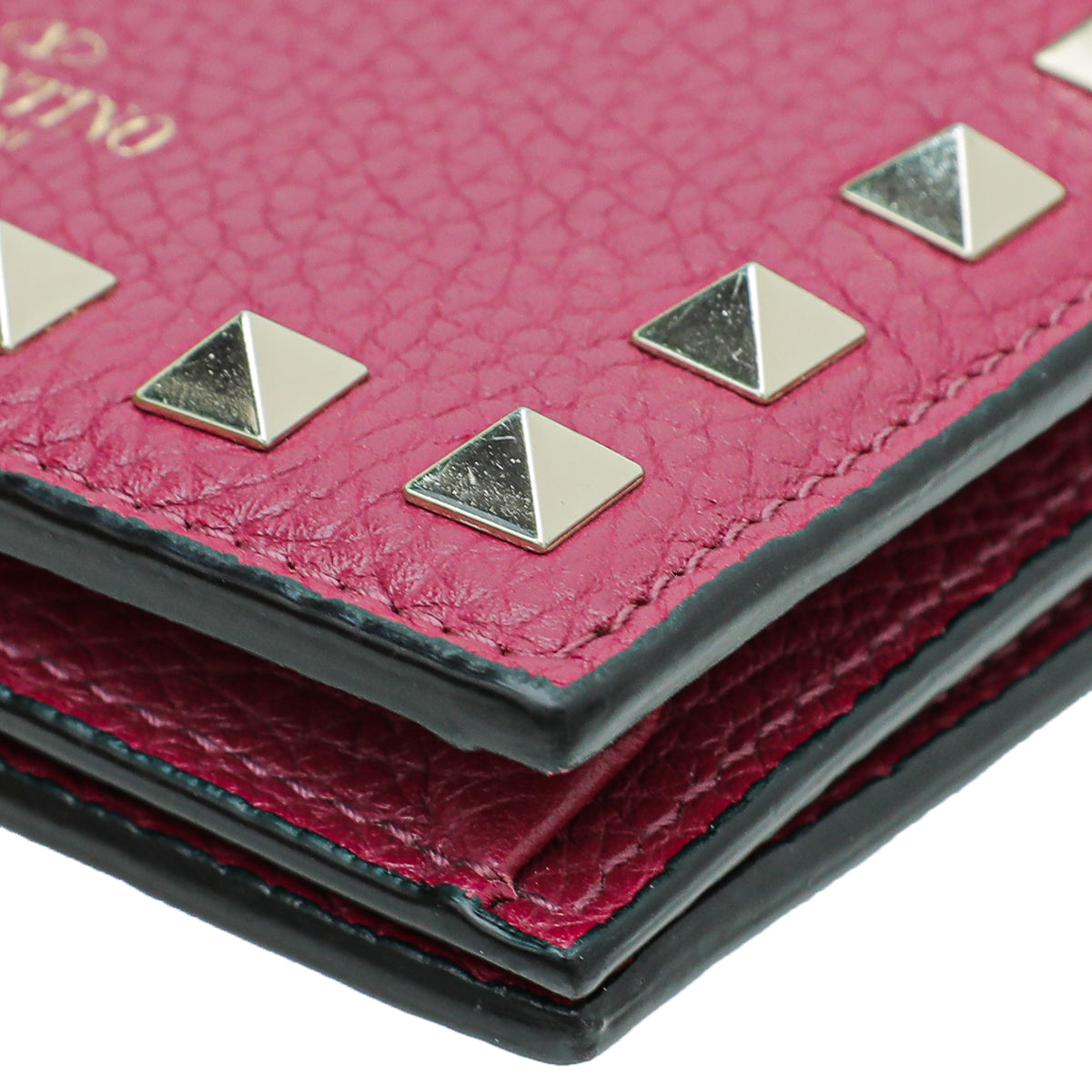 Valentino Fuchsia Rockstud Small French Wallet