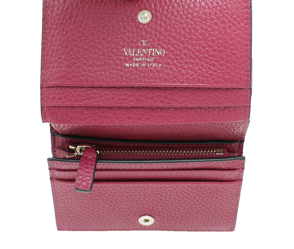 Valentino Fuchsia Rockstud Small French Wallet