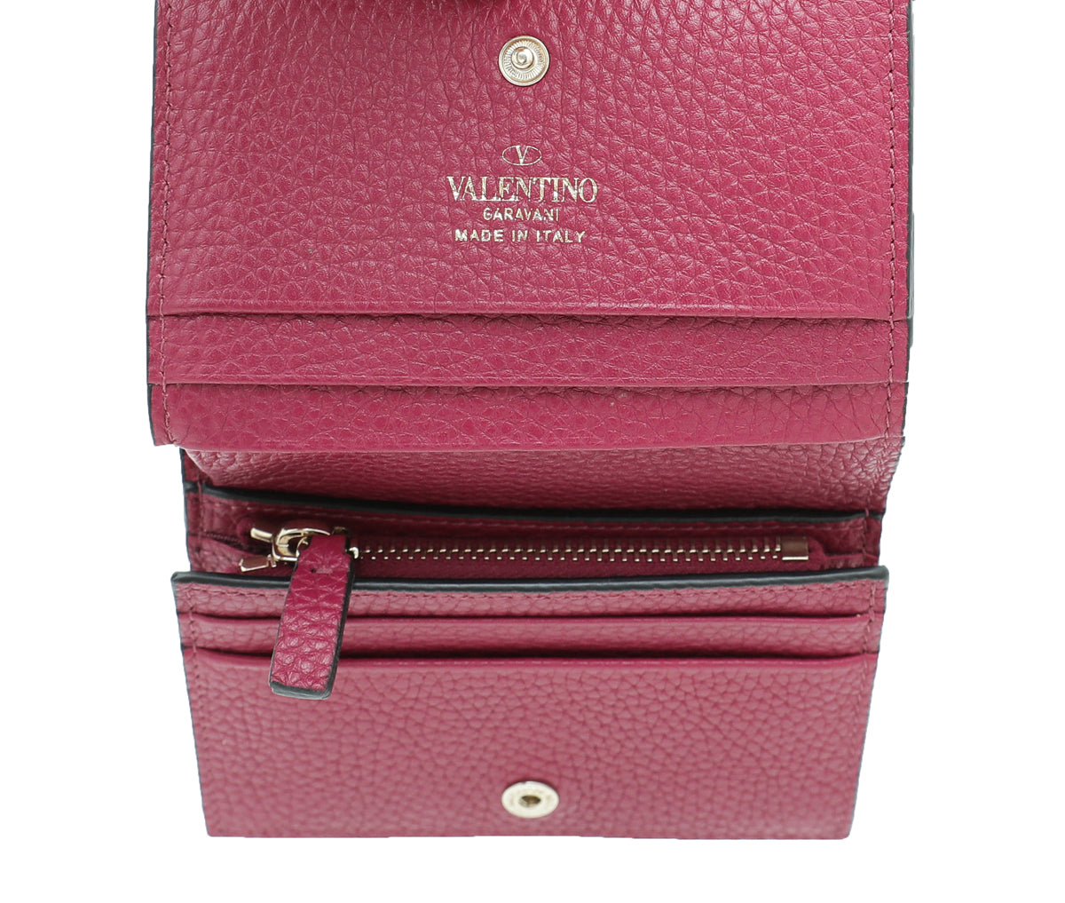 Valentino Fuchsia Rockstud Small French Wallet