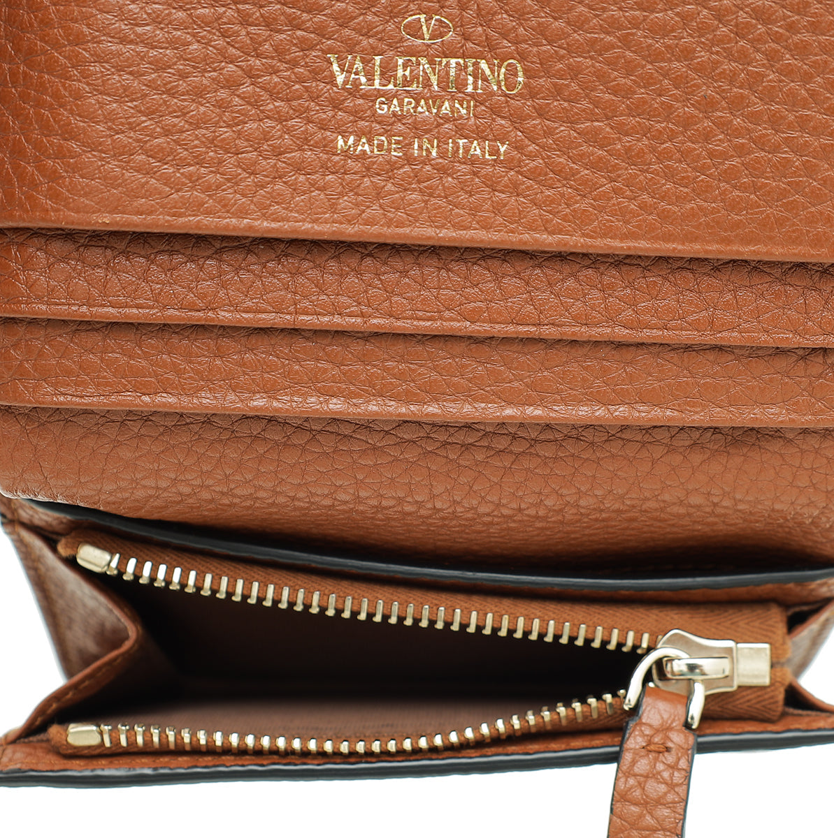 Valentino Brown Rockstud Small Wallet