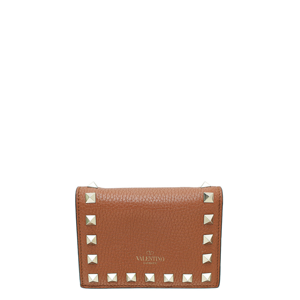 Valentino Brown Rockstud Small Wallet