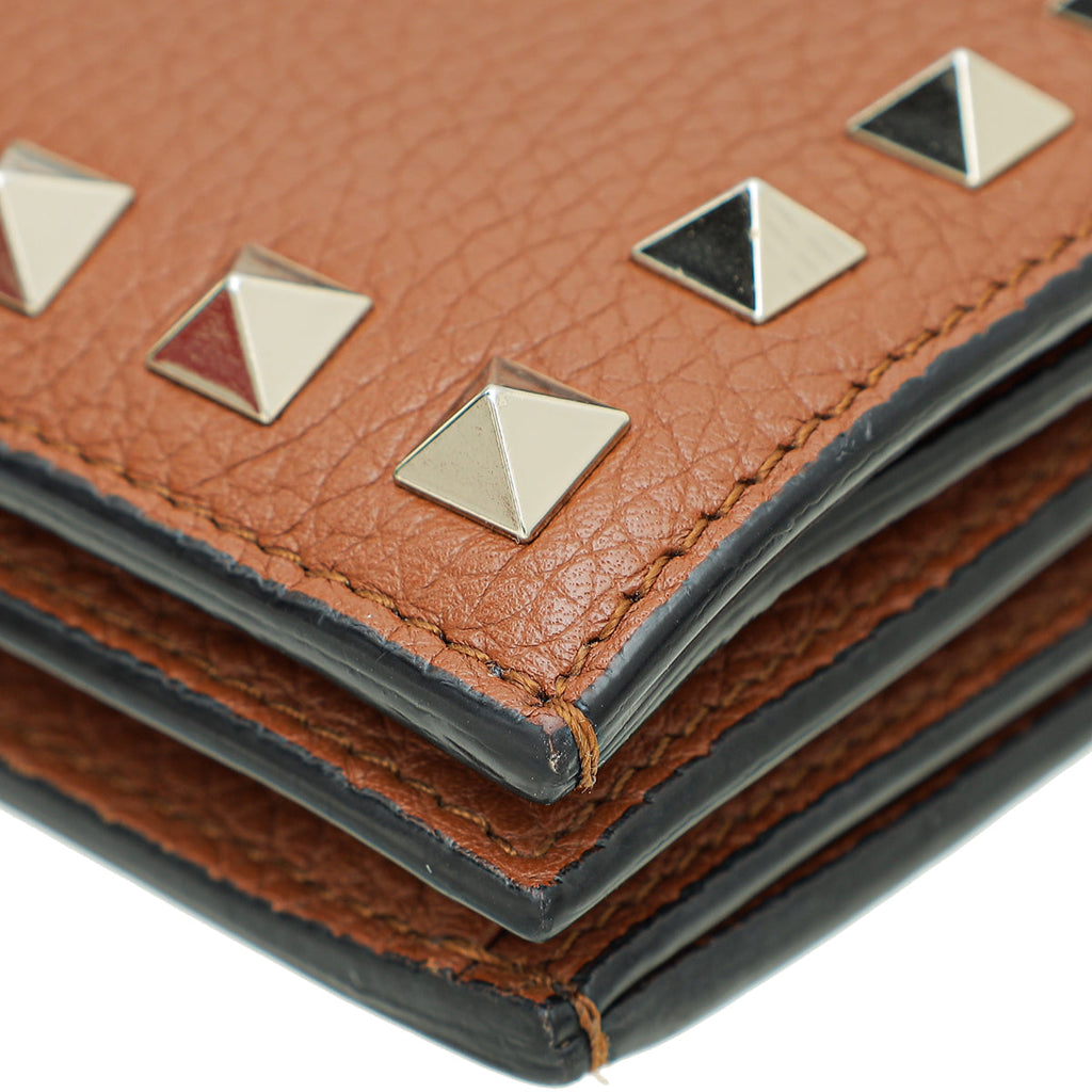 Valentino Brown Rockstud Small Wallet