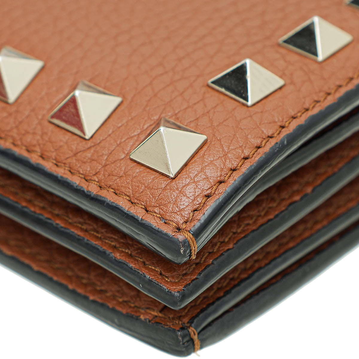Valentino Brown Rockstud Small Wallet