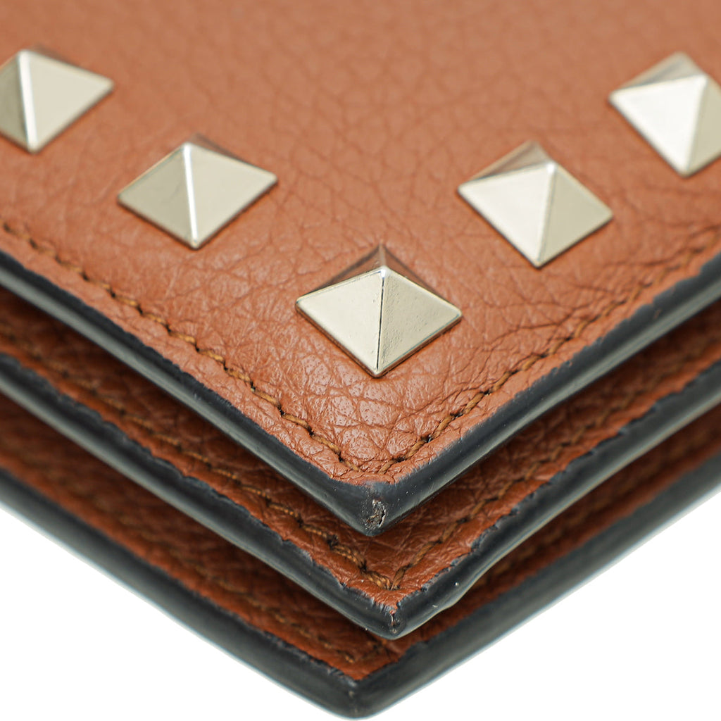 Valentino Brown Rockstud Small Wallet