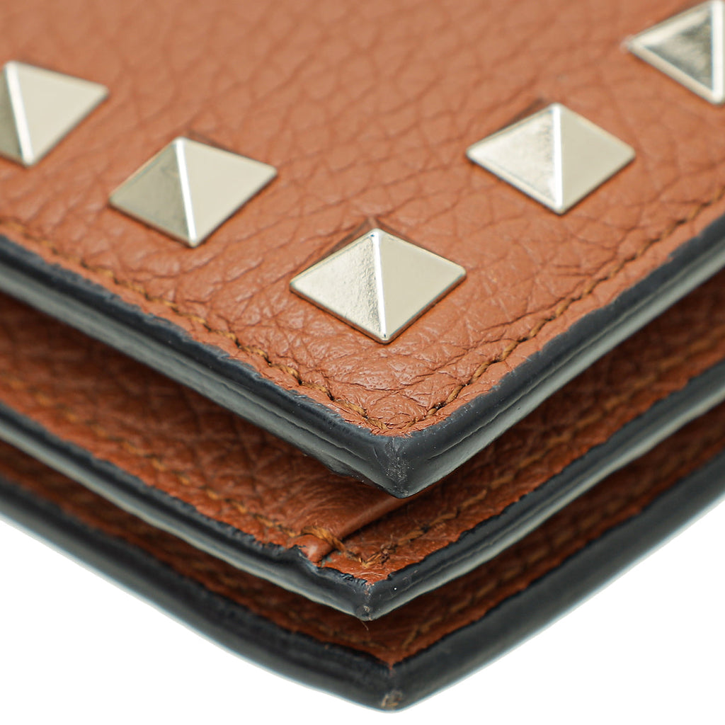 Valentino Brown Rockstud Small Wallet