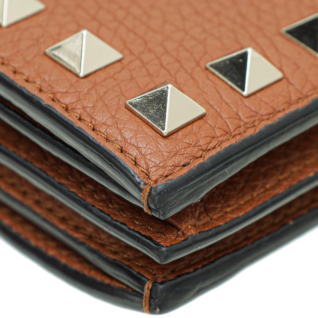 Valentino Brown Rockstud Small Wallet