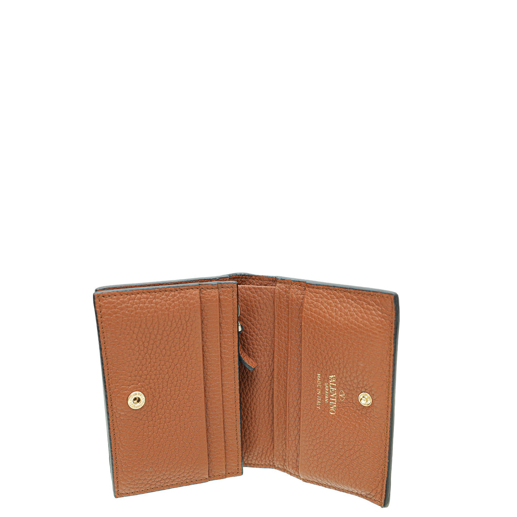 Valentino Brown Rockstud Small Wallet