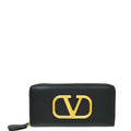 Valentino Black Vlogo Zip Around Wallet