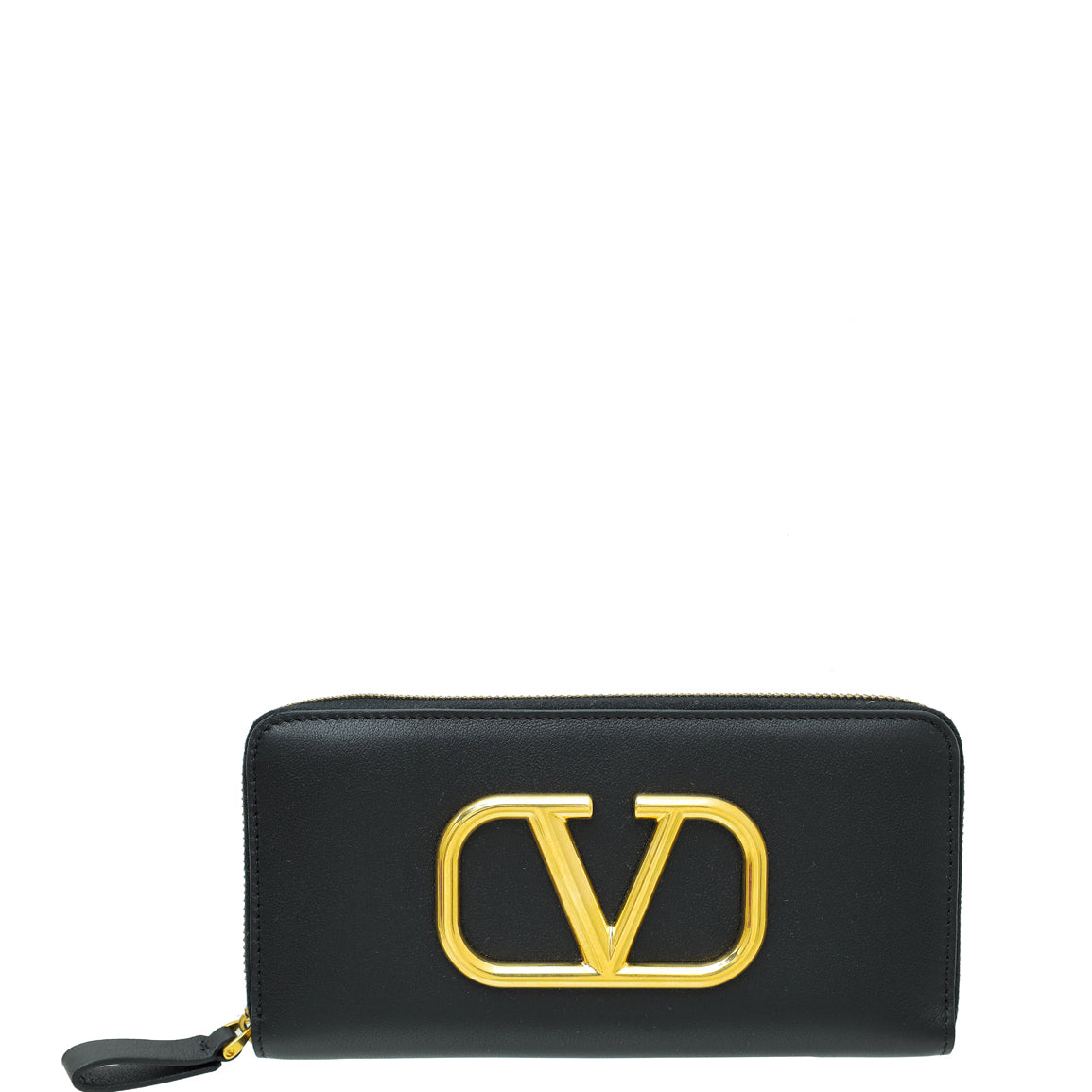 Valentino Black Vlogo Zip Around Wallet