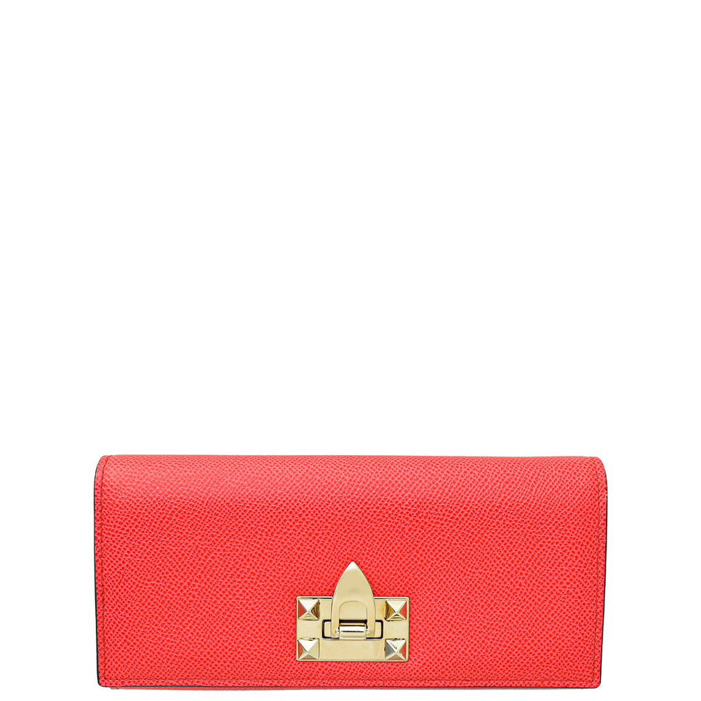 Valentino Red Rockstud Long Continental Wallet