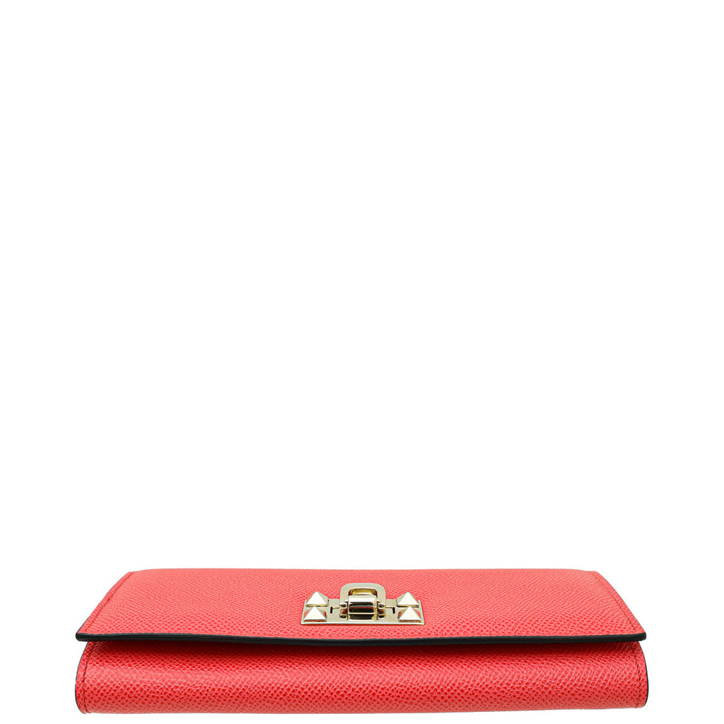 Valentino Red Rockstud Long Continental Wallet