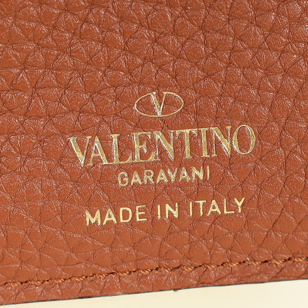 Valentino Brown Rockstud Leather Wallet