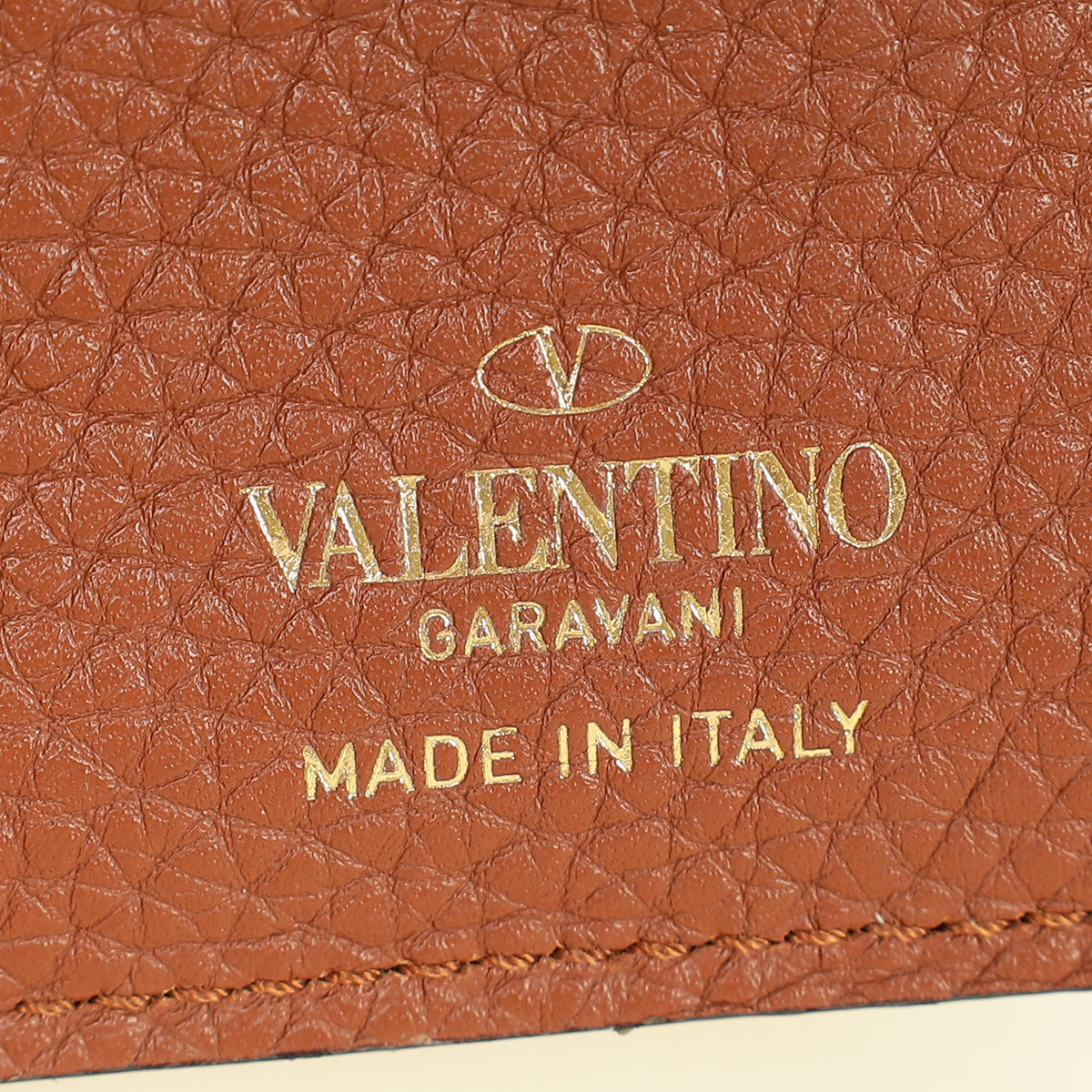 Valentino Brown Rockstud Leather Wallet