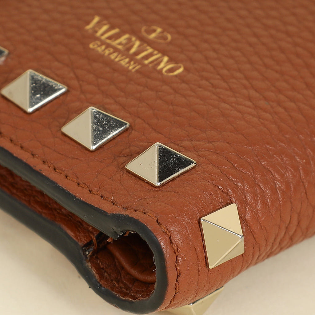 Valentino Brown Rockstud Leather Wallet